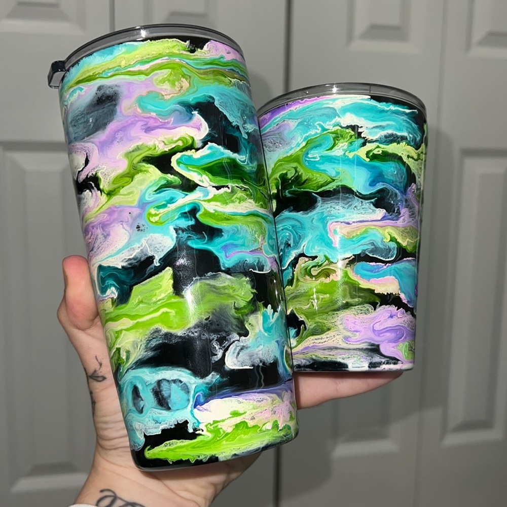 Tie dye, alcohol swirl, matching Tumblers